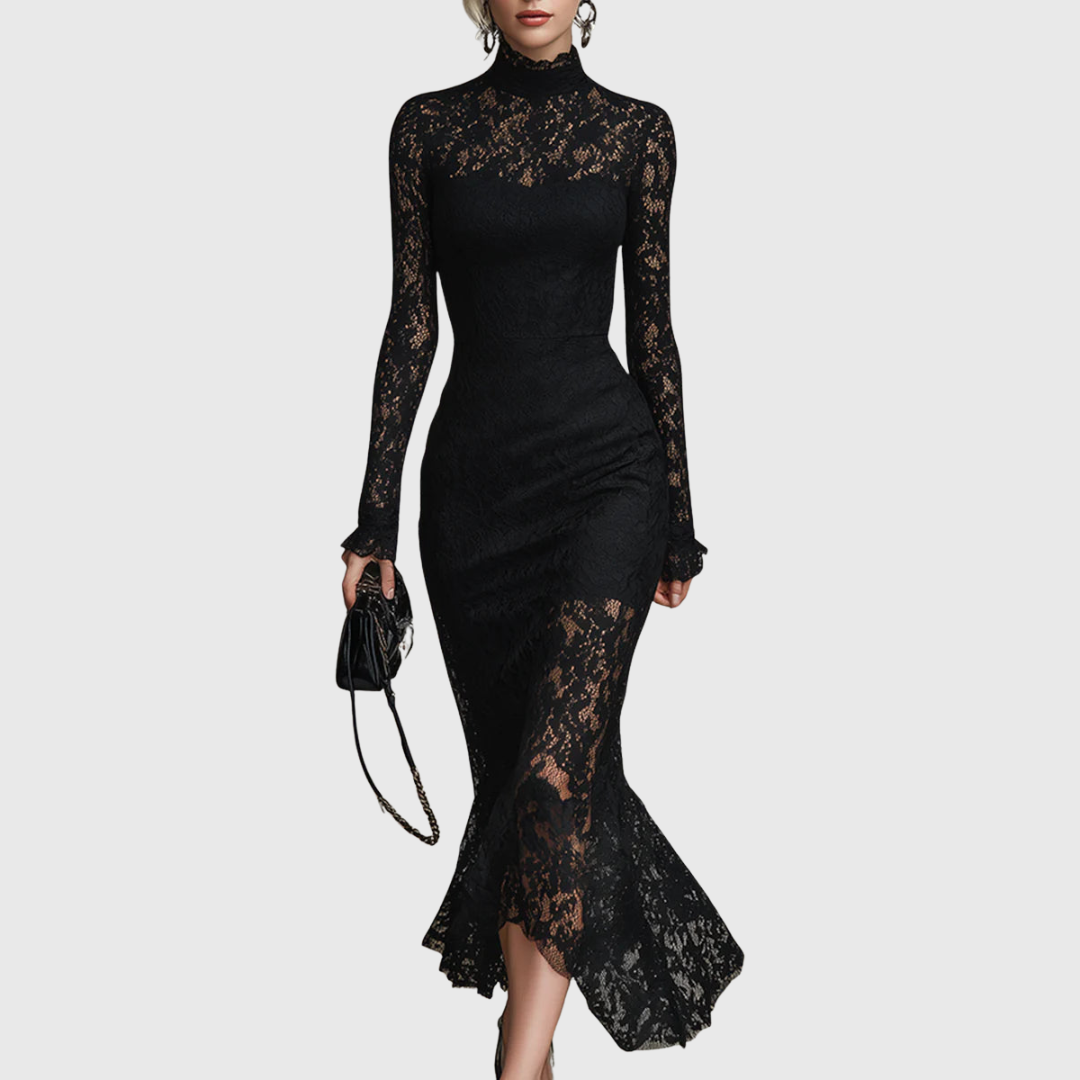Jeanne — Robe Maxi Élegante en Dentelle à Queue de Poisson