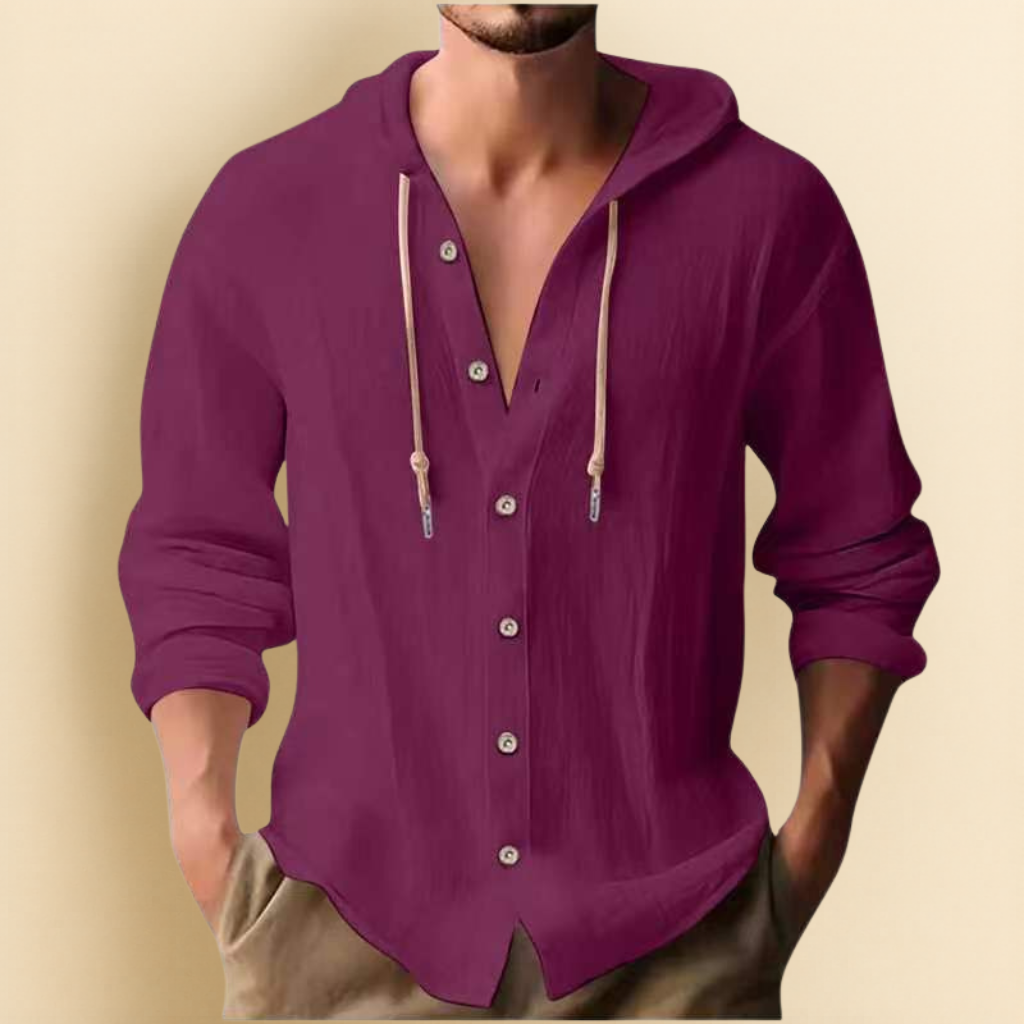 COTTON LINEN HOODIE SHIRT FOR MEN