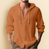 COTTON LINEN HOODIE SHIRT FOR MEN