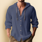COTTON LINEN HOODIE SHIRT FOR MEN