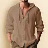 COTTON LINEN HOODIE SHIRT FOR MEN