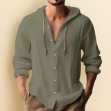 COTTON LINEN HOODIE SHIRT FOR MEN