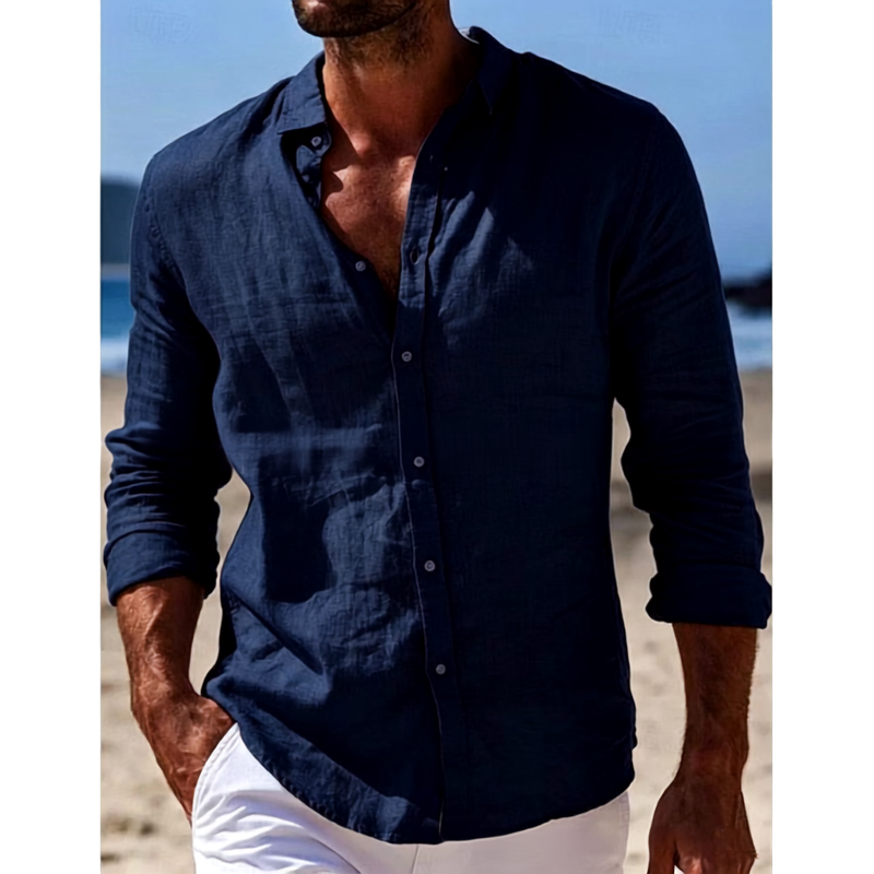 LINEN BLEND BUTTON SHIRT FOR MEN