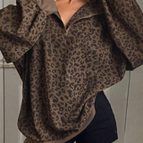 Éléonore | Sweat ample zippé à imprimé léopard