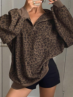 Éléonore | Sweat ample zippé à imprimé léopard