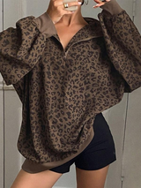 Éléonore | Sweat ample zippé à imprimé léopard