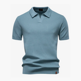 Open-Collar Pointelle Knit Polo