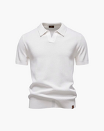 Open-Collar Pointelle Knit Polo