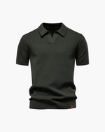 Open-Collar Pointelle Knit Polo
