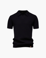 Open-Collar Pointelle Knit Polo