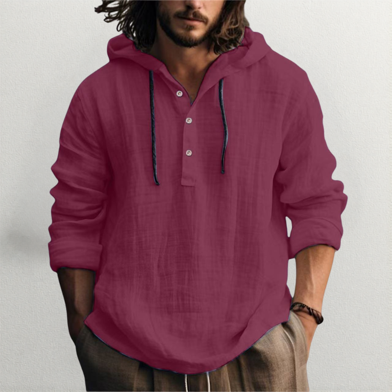 LINEN HOODED SHIRT FOR MEN