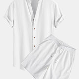 Ensemble — chemise texturée froissée à col V & short texturé froissé à cordon