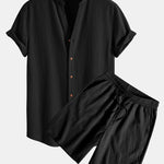Ensemble — chemise texturée froissée à col V & short texturé froissé à cordon