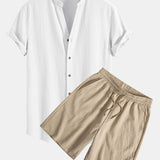 Ensemble — chemise texturée froissée à col V & short texturé froissé à cordon