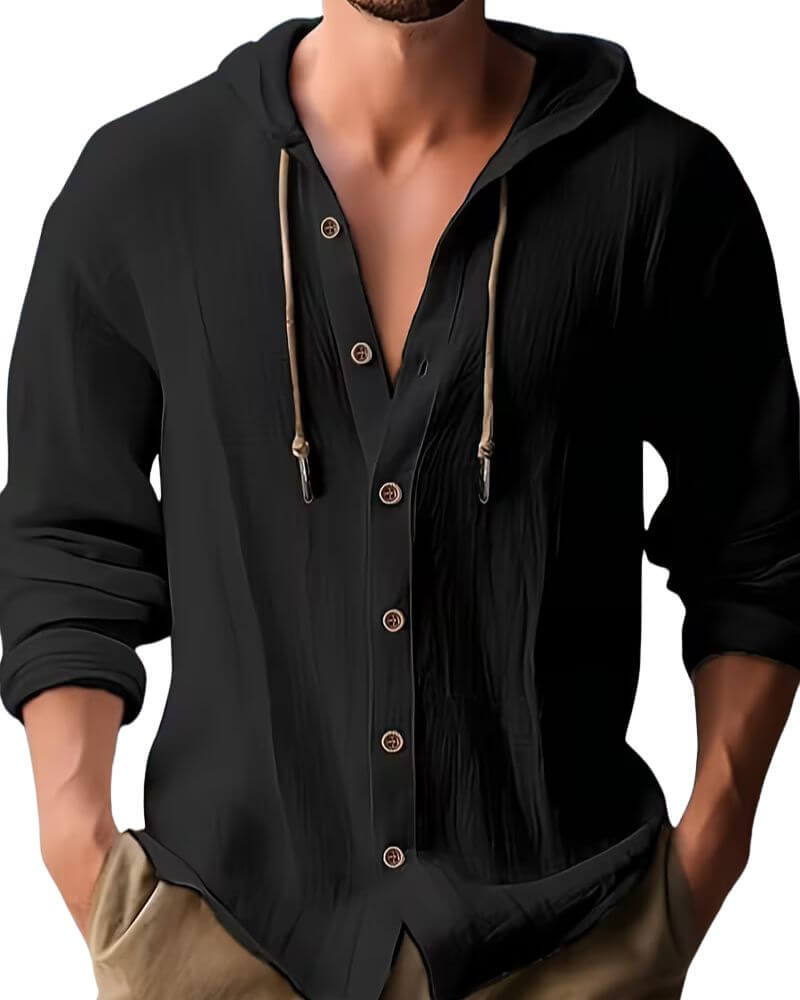 HOODED LONG SLEEVE SHIRT FOR MEN