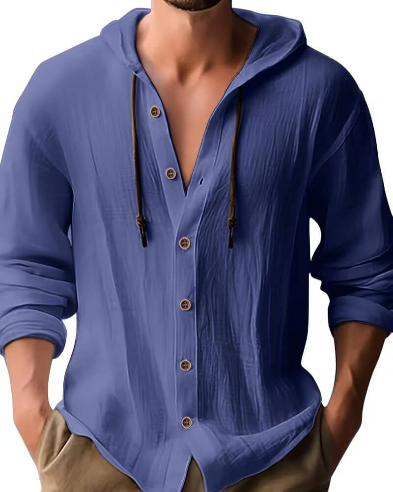 HOODED LONG SLEEVE SHIRT FOR MEN