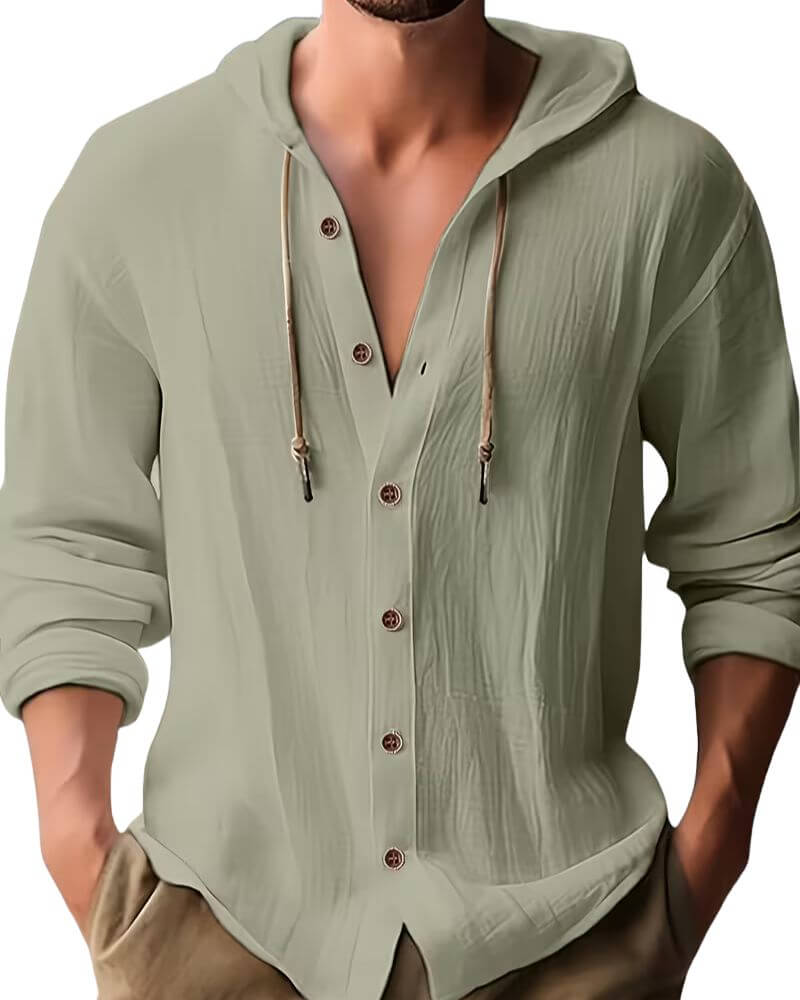 HOODED LONG SLEEVE SHIRT FOR MEN