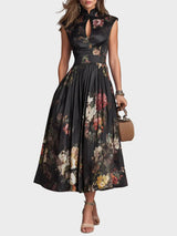 Salomé | Robe midi plissée à col montant