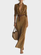 Aurélie | Robe longue boutonnée à col chemise