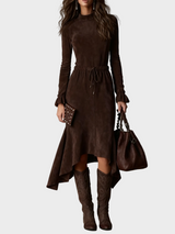 Éloïse | Robe midi asymétrique à col montant