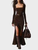 Roxane | Robe longue près du corps à col carré