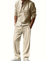Men's Two Piece Summer Outfit | Linen Shirt & Trousers Set