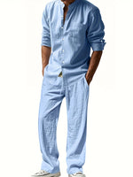 Men's Two Piece Summer Outfit | Linen Shirt & Trousers Set
