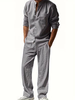 Men's Two Piece Summer Outfit | Linen Shirt & Trousers Set