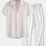 Ensemble Améline — chemise jacquard géométrique & pantalon texturé froissé à jambe droite