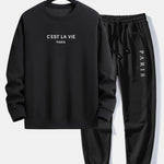 Ensemble Améline — sweat à col rond coupe décontractée à slogan Paris & pantalon de jogging