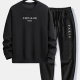 Ensemble Améline — sweat à col rond coupe décontractée à slogan Paris & pantalon de jogging