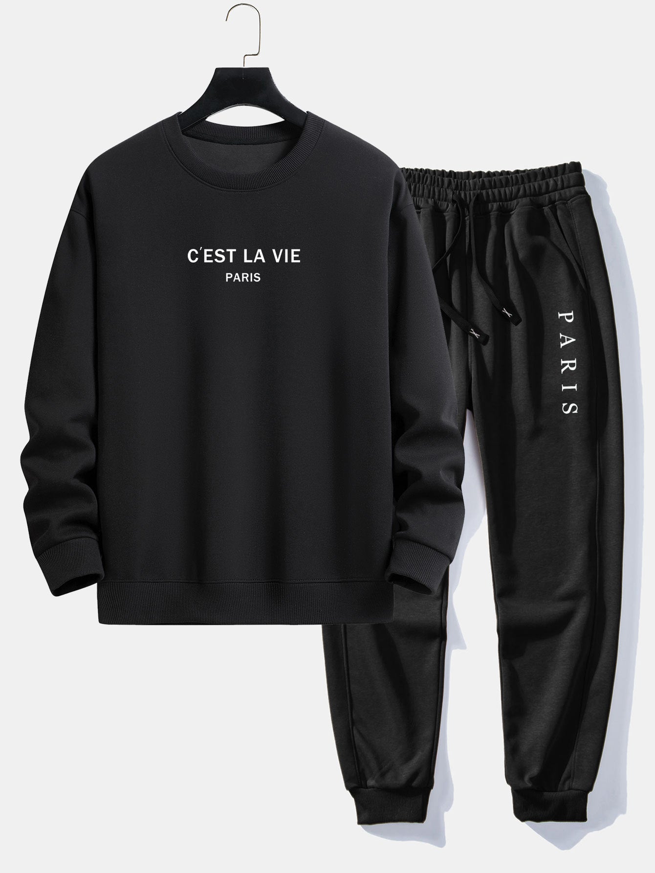Ensemble Améline — sweat à col rond coupe décontractée à slogan Paris & pantalon de jogging