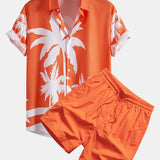 Ensemble — chemise à imprimé palmiers & short de bain mi-long à cordon