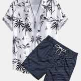 Ensemble — chemise à imprimé palmiers tropical & short de bain à imprimé rayé