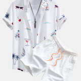 Ensemble — chemise à imprimé palmiers nautique & short de bain à cordon