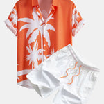 Ensemble — chemise à imprimé palmiers & short de bain mi-long à cordon