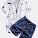 Ensemble — chemise à imprimé palmiers nautique & short de bain à cordon