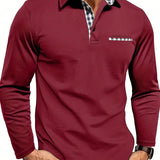 Men's Long Sleeve Polo with Check Collar