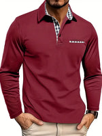 Men's Long Sleeve Polo with Check Collar
