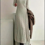 Sarah — Robe Maxi en Tricot Câblé Confortable
