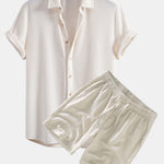 Ensemble Améline — chemise gaufrée & short à cordon en lin et coton