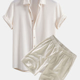 Ensemble Améline — chemise gaufrée & short à cordon en lin et coton