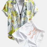Ensemble Capucine — chemise à imprimé fleurs et plantes & short de bain