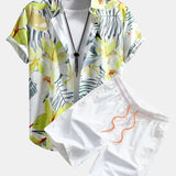 Ensemble Capucine — chemise à imprimé fleurs et plantes & short de bain