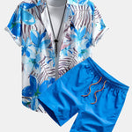 Ensemble Capucine — chemise à imprimé fleurs et plantes & short de bain