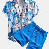 Ensemble Capucine — chemise à imprimé fleurs et plantes & short de bain