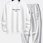 Ensemble Améline — sweat à col rond coupe décontractée à slogan Paris & pantalon de jogging