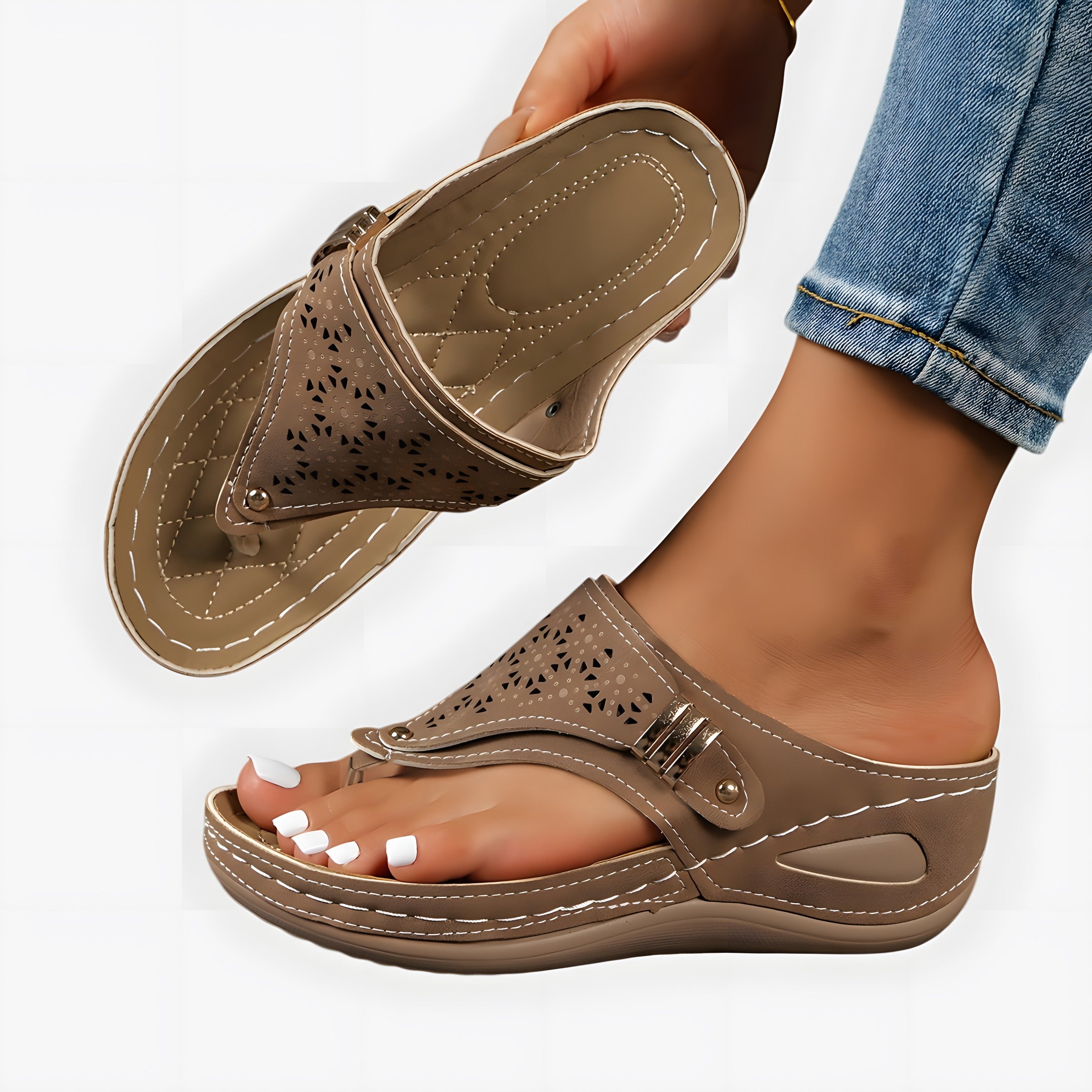 Anouk | Sandales femme tongs Kaki