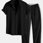 Ensemble — chemise côtelée coupe ajustée & pantalon à jambe droite et taille élastique