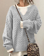 Cyrielle | Pull ample à torsades et col fendu
